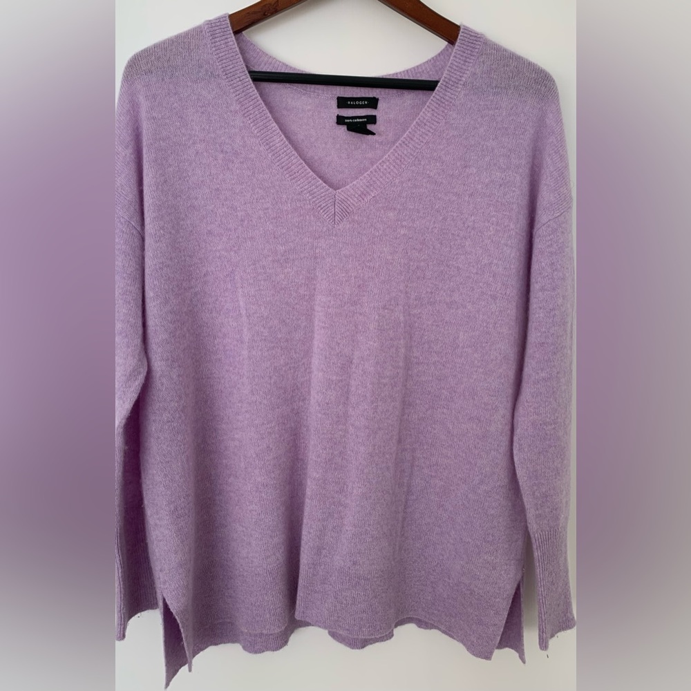Halogen 100% cashmere sweater, light lavender, size MP